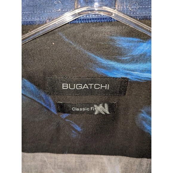 Men's BUGATCHI Black Blue Feather Shirt XL extra large long sleeve - Picture 3 of 5